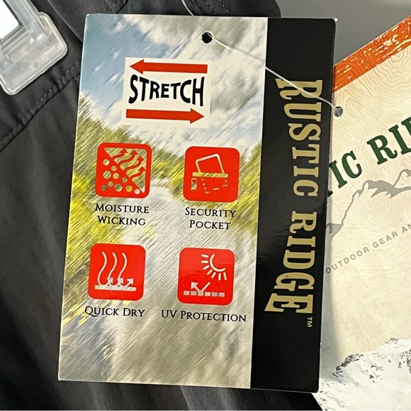 New Men’s Rustic Ridge Carbon Gray Convertible Zip-Off Hiking Cargo Pants 2X - Picture 8 of 13